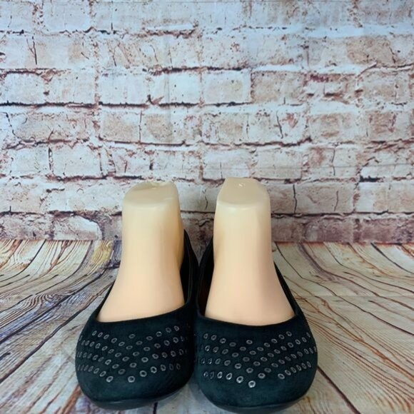 AGL Attilio Giusti Leombruni Black Studded Suede Riveted Flats Sz 7.5 (37.5) - Picture 4 of 9